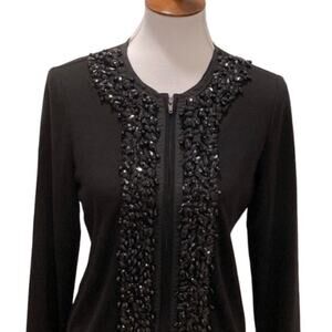 Vintage Black Cardigan Sweater Small Formal Y2K Beaded Party Occasion Elegant